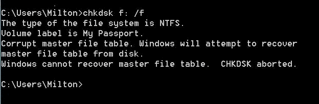 windows cannot recover master file table