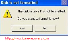 disk drive not formatted