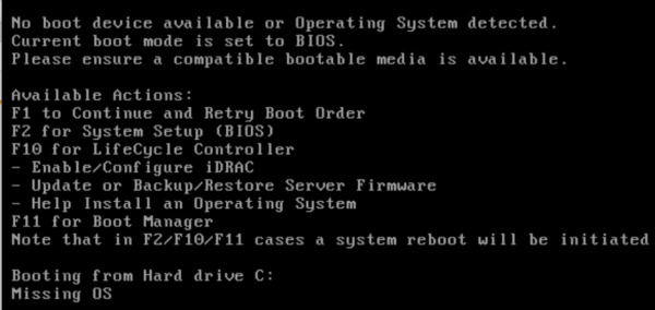 how to fix no boot device available error