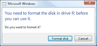 Computer reports you need to format the disk in drive